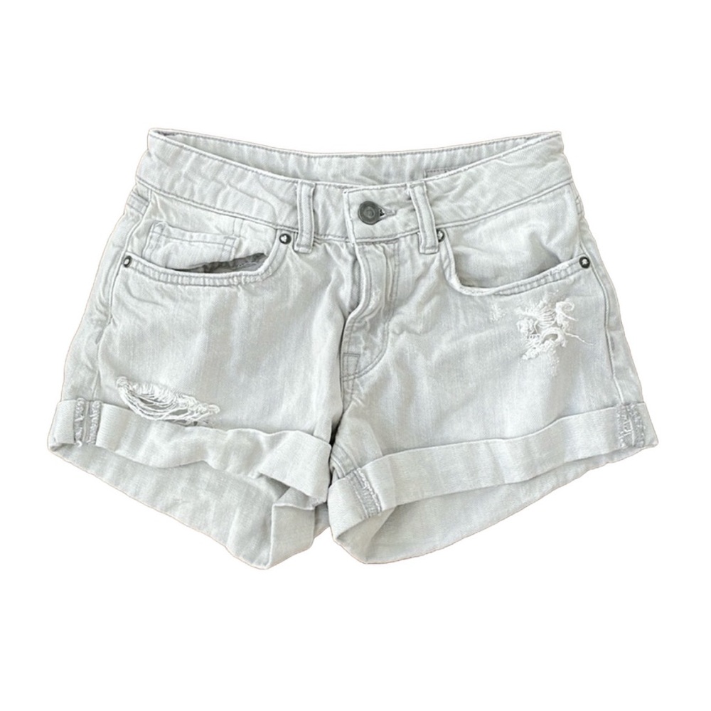 ALLSAINTS Light Gray Wash Distressed Cuffed Jean Short